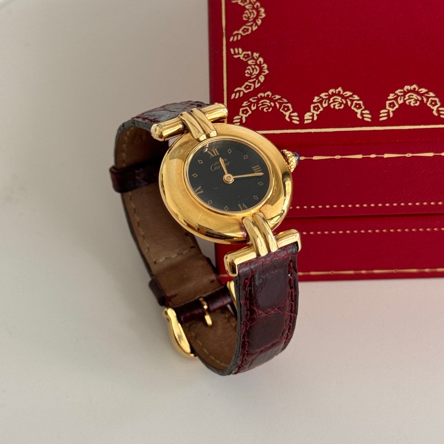 Must de Cartier Vermeil Gold Plated Black Dial