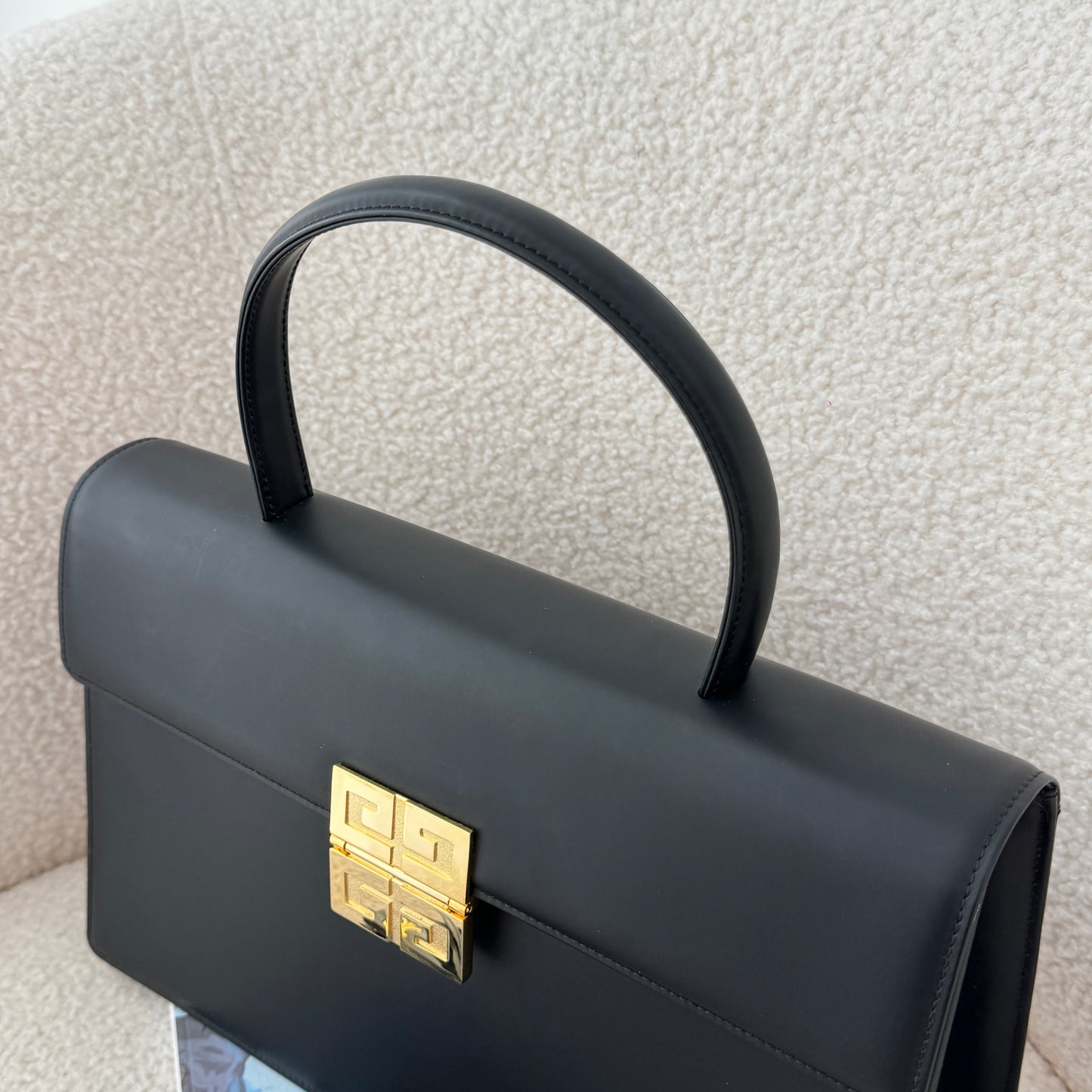 Givenchy Kelly Matte Black Top Handle Vintage Bag