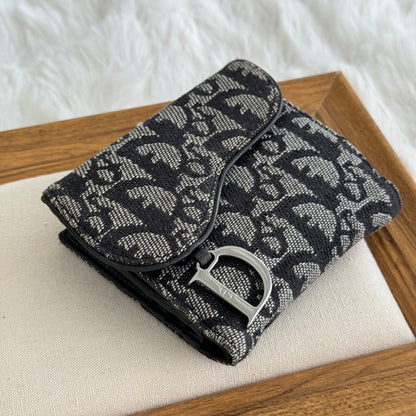 Dior Compact Wallet in Navy Monogram