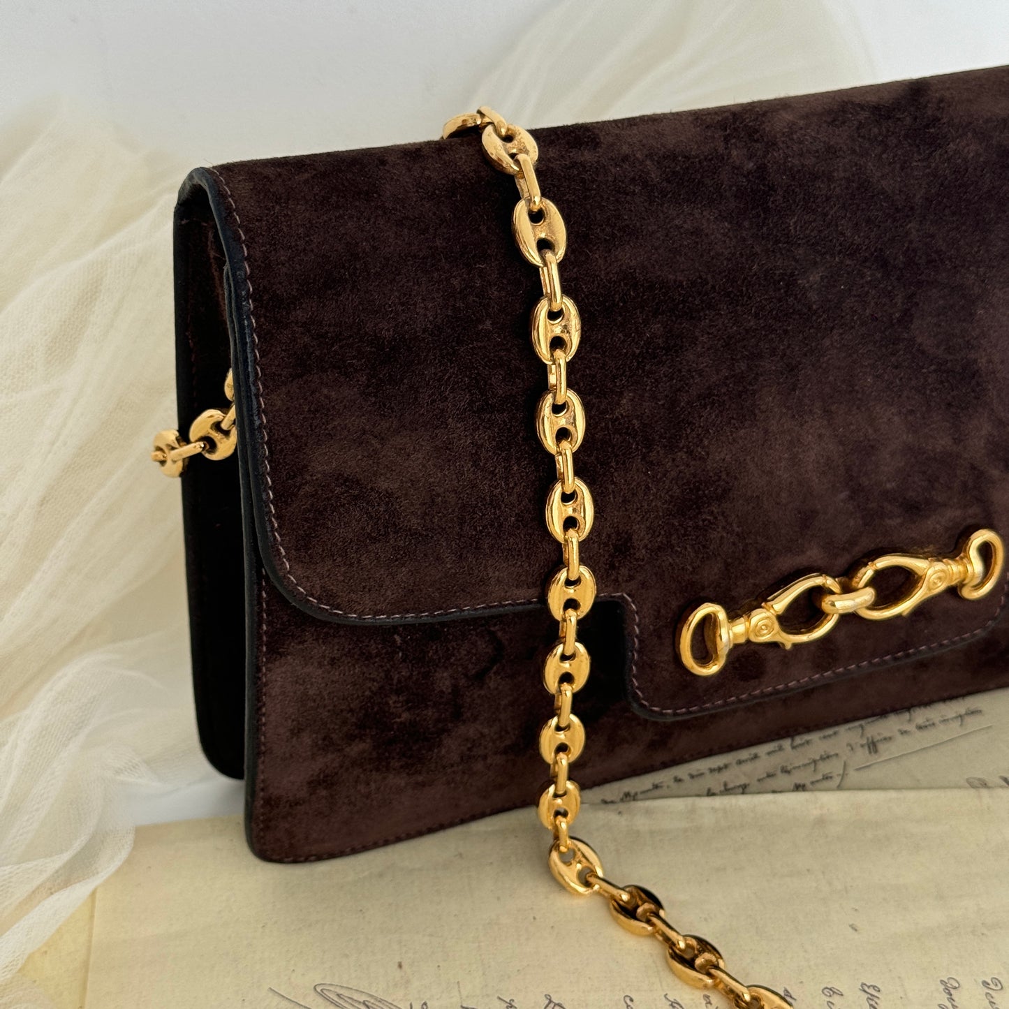 Celine Triomphe Suede Chain Bag