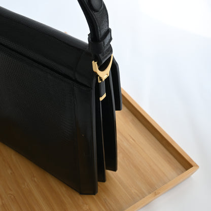 Vintage YSL Embossed Lizard Leather Shoulder Bag