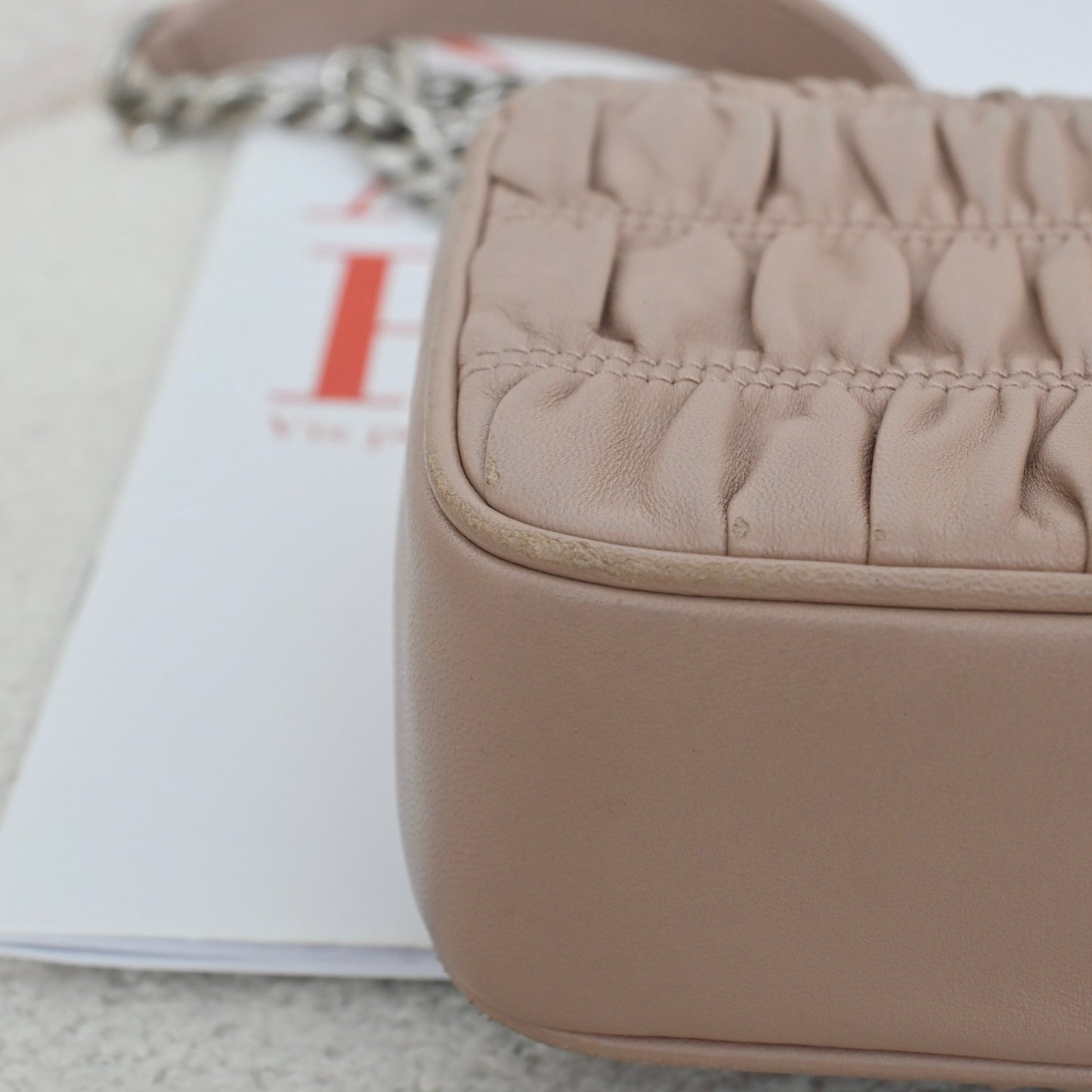 Prada Dusty Pink Gaufre Chain Flap Bag