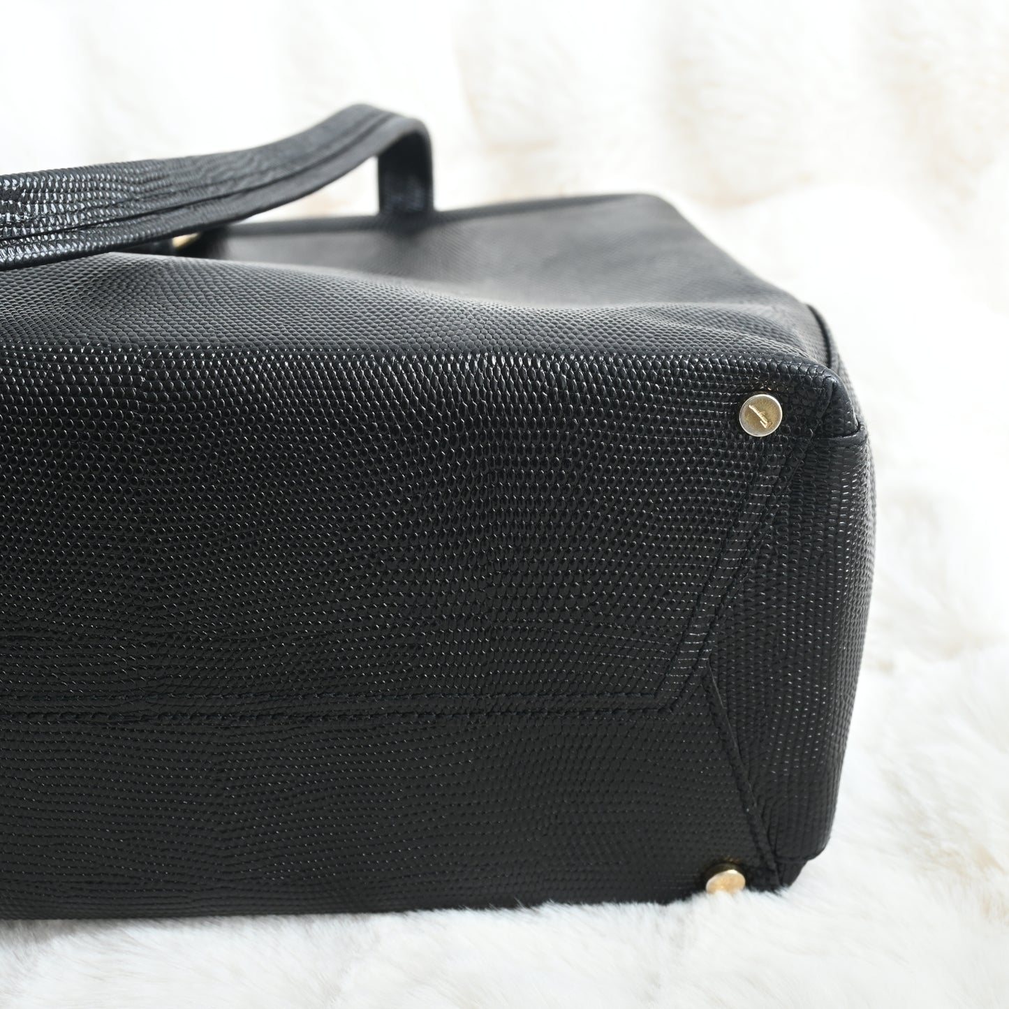 Salvatore Ferragamo Embossed Lizard Vara Tote