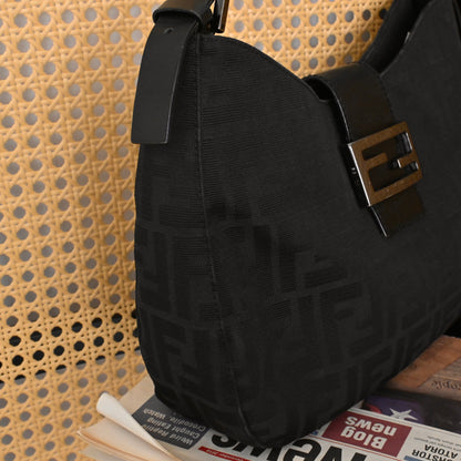 Fendi Zucca Black Canvas Shoulder Bag