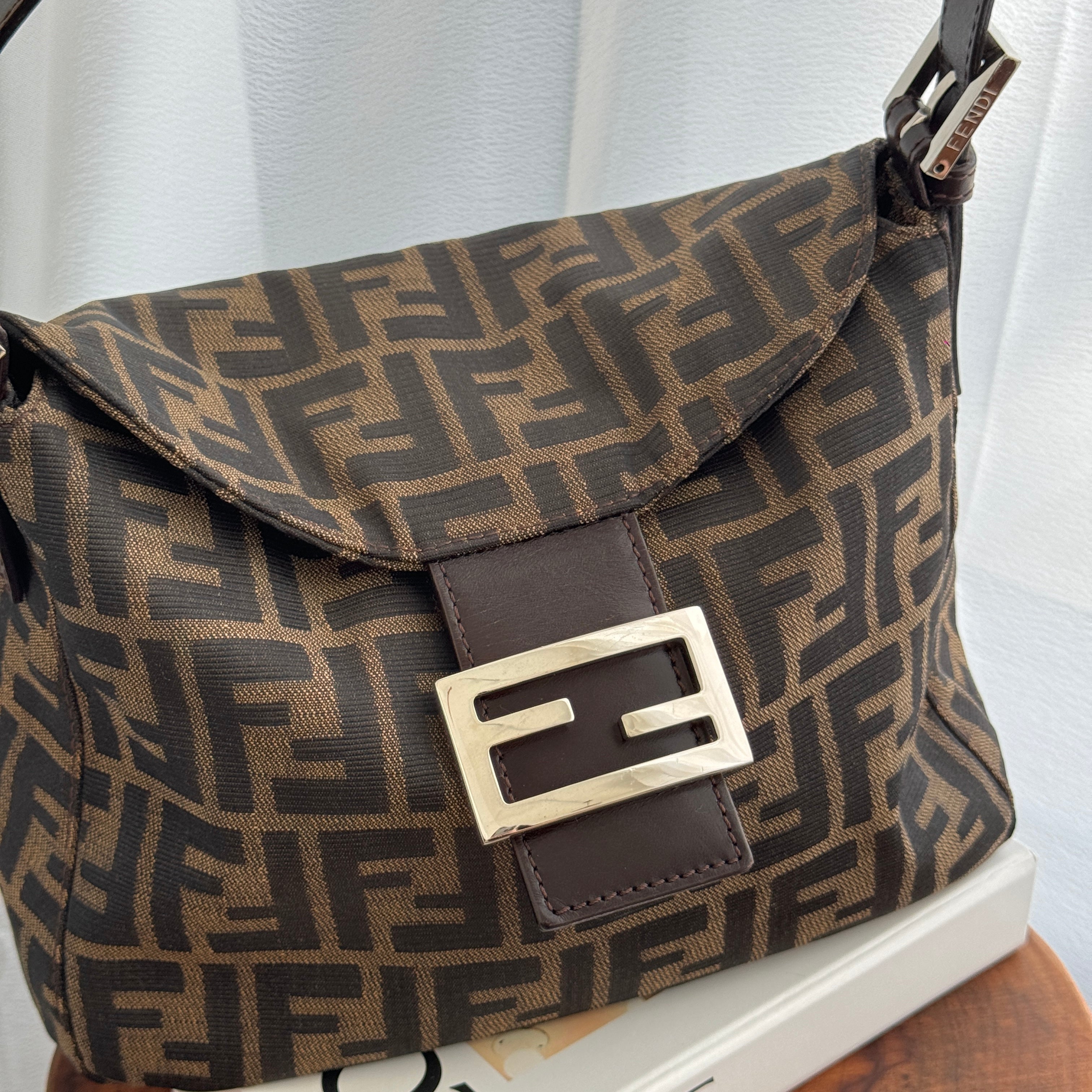 Fendi Zucca Shoulder Bag Double Flap - Leluxe Vintage Sdn. Bhd.