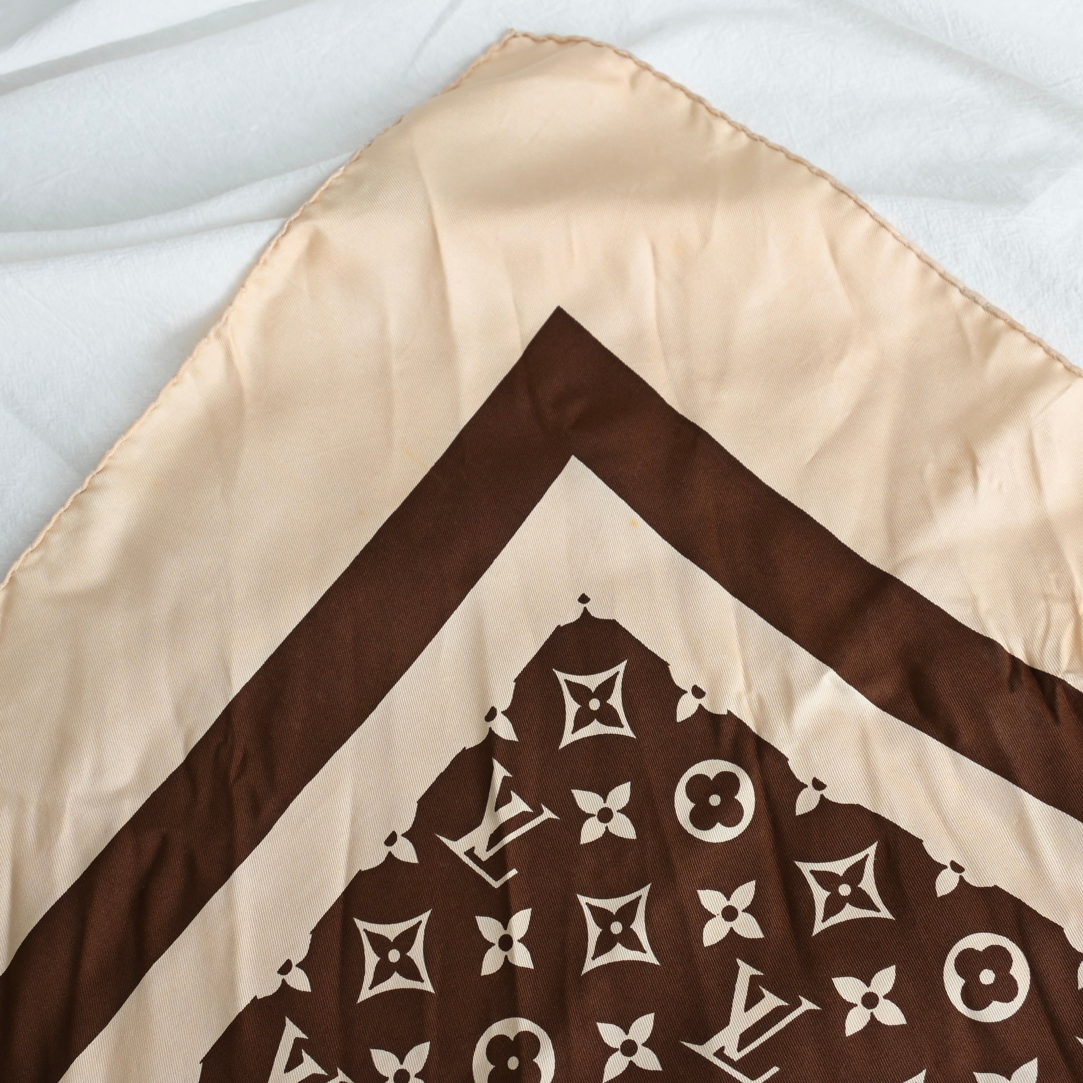 Louis Vuitton Vintage Brown Monogram Scarf - Leluxe Vintage Sdn. Bhd.