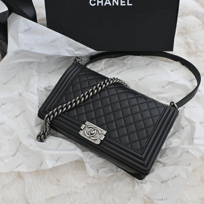 Chanel Boy Flap Medium Black Ruthenium Hardware