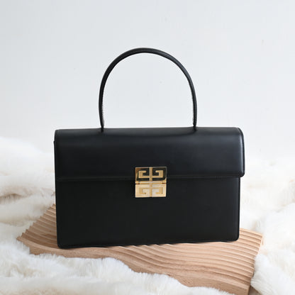Givenchy 4G Buckle Matte Black Top Handle Kelly