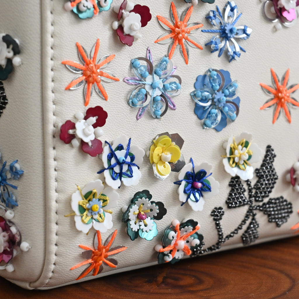 Christian Dior Sequin Floral Embroidered Mini Lady Dior