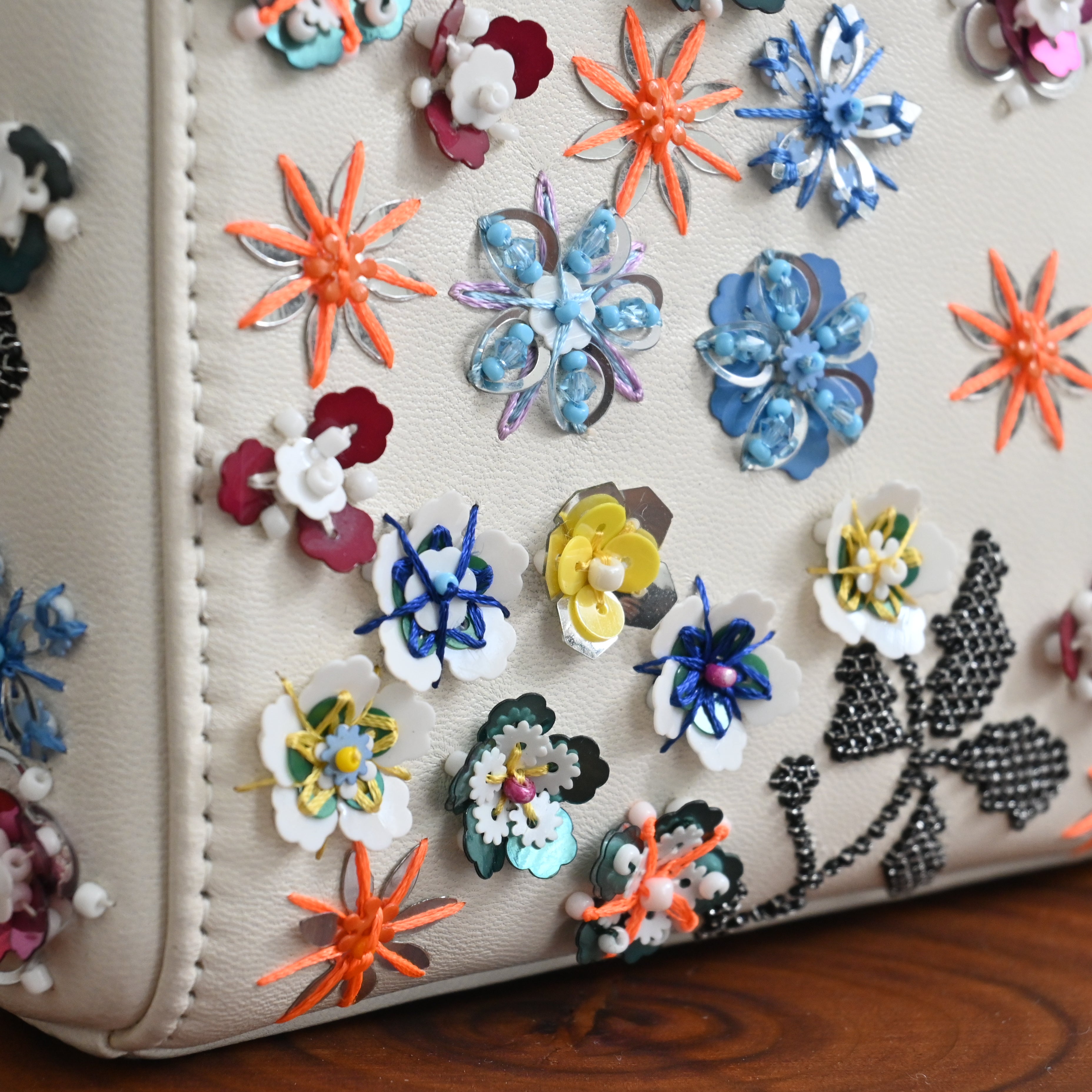Christian Dior Sequin Floral Embroidered Mini Lady Dior