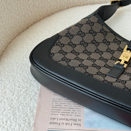 Old Gucci Small Jackie Hobo in Black Monogram