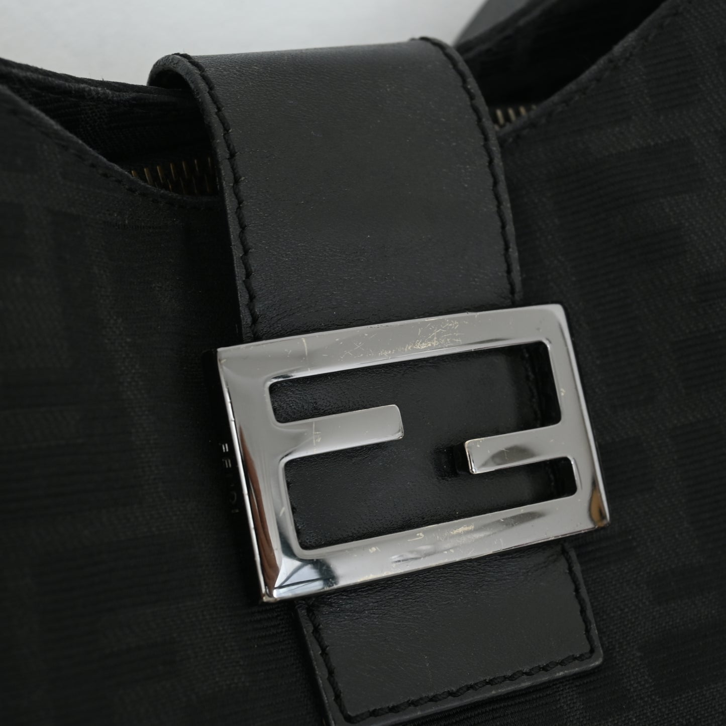 Fendi Zucca Black Canvas Shoulder Bag