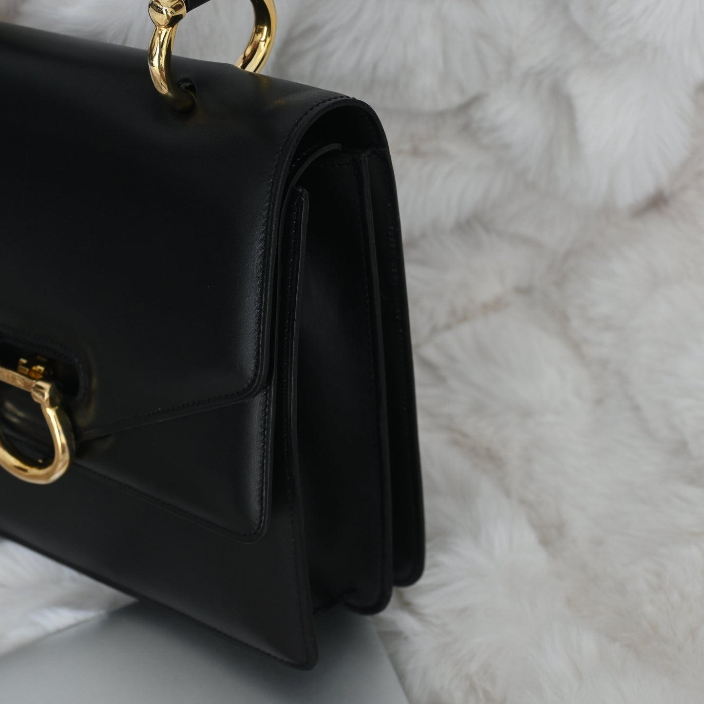 Celine Double Flap Black Kelly