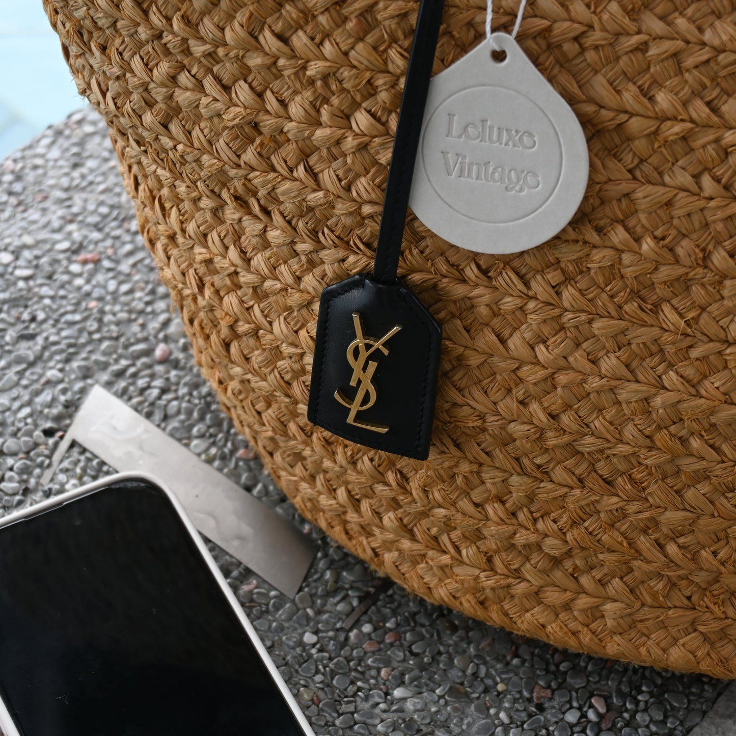 Yves Saint Laurant YSL Medium Panier Raffia Tote - Leluxe Vintage Sdn. Bhd.