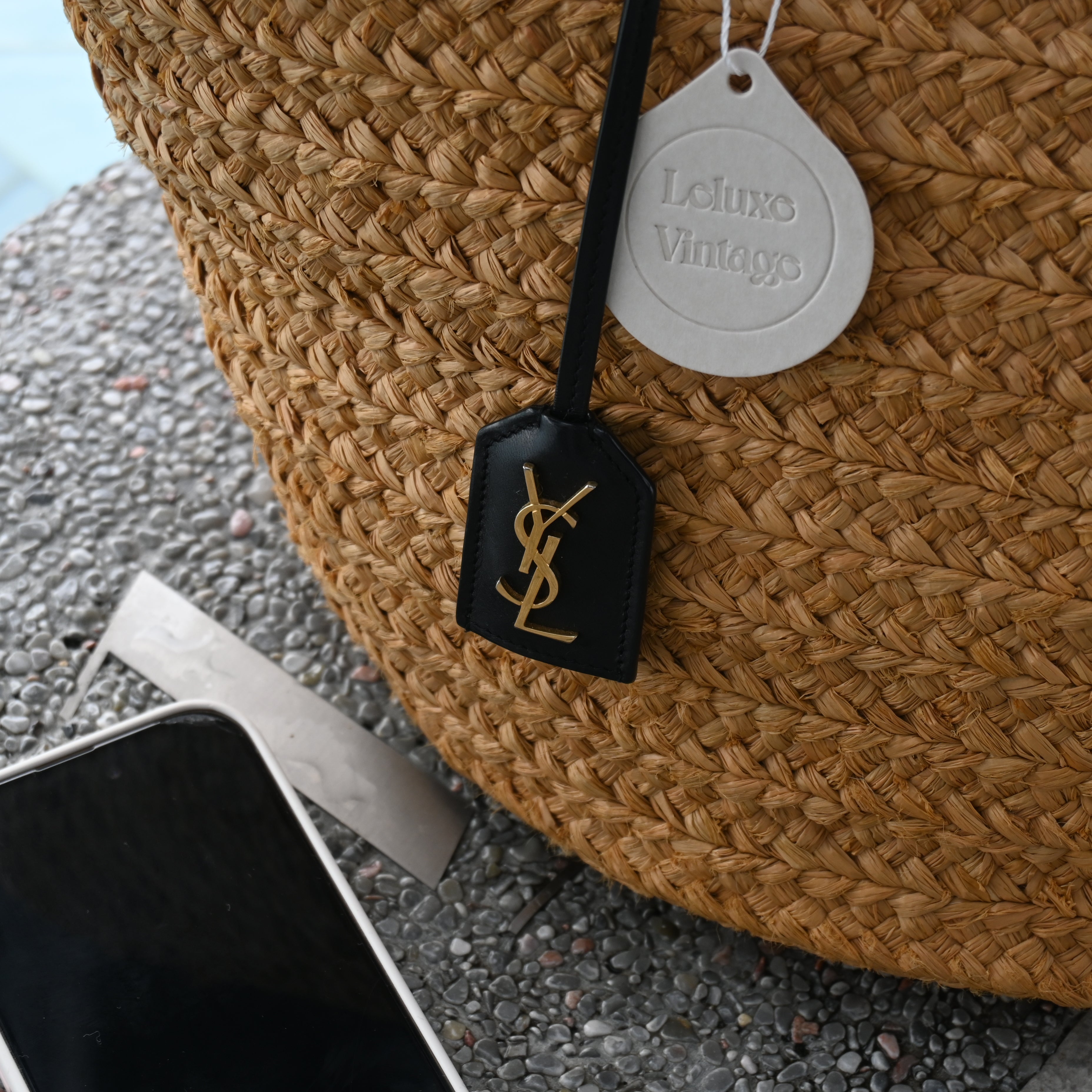Yves Saint Laurant YSL Medium Panier Raffia Tote - Leluxe Vintage Sdn. Bhd.