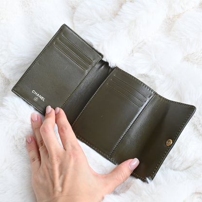 Chanel Khaki Trifold Cardholder