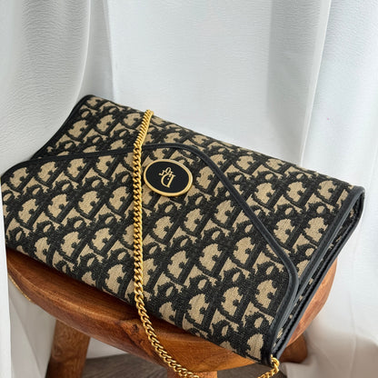 Dior Vintage Monogram Chain Shoulder Bag - Leluxe Vintage Sdn. Bhd.