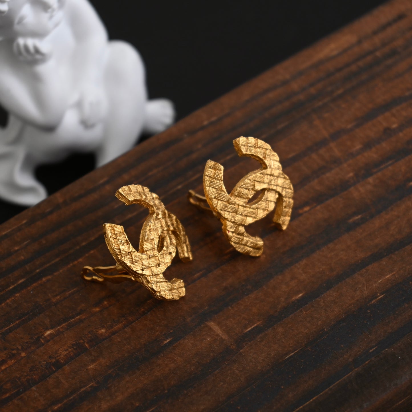 Chanel Quilted CC Weaves Earclips Earrings