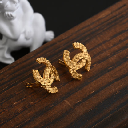 Chanel Quilted CC Weaves Earclips Earrings