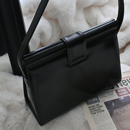 Vintage YSL Black Calf Leather Shoulder Bag