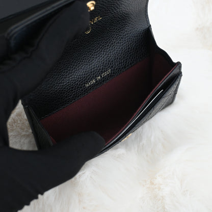 Chanel Quilted Flap Cardholder Black Caviar