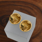 Vintage Chanel Textured Button Earclips Earrings 95A - Leluxe Vintage Sdn. Bhd.