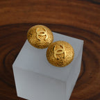 Vintage Chanel Textured Button Earclips Earrings 95A - Leluxe Vintage Sdn. Bhd.