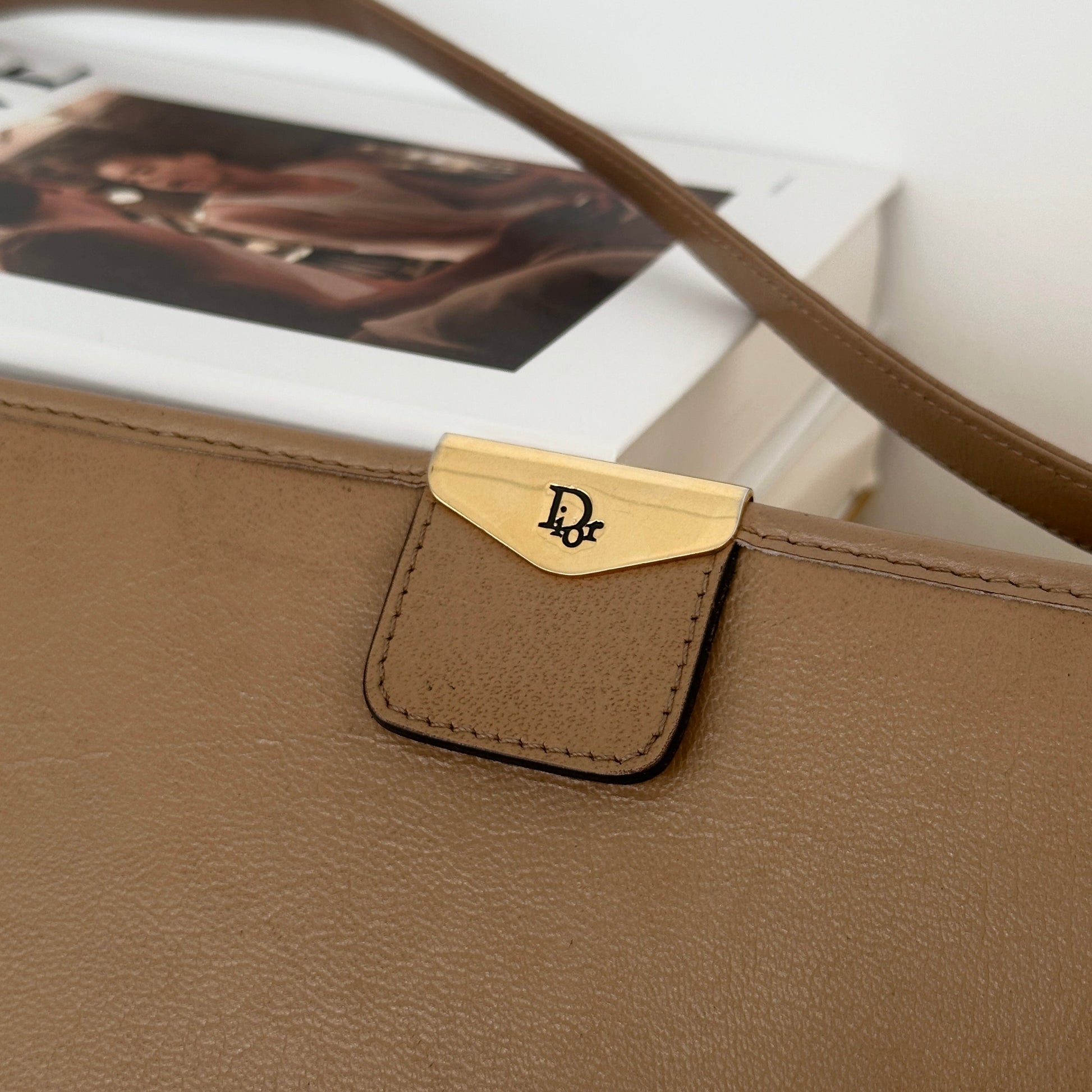 Christian Dior Leather Shoulder Bag Beige - Leluxe Vintage Sdn. Bhd.