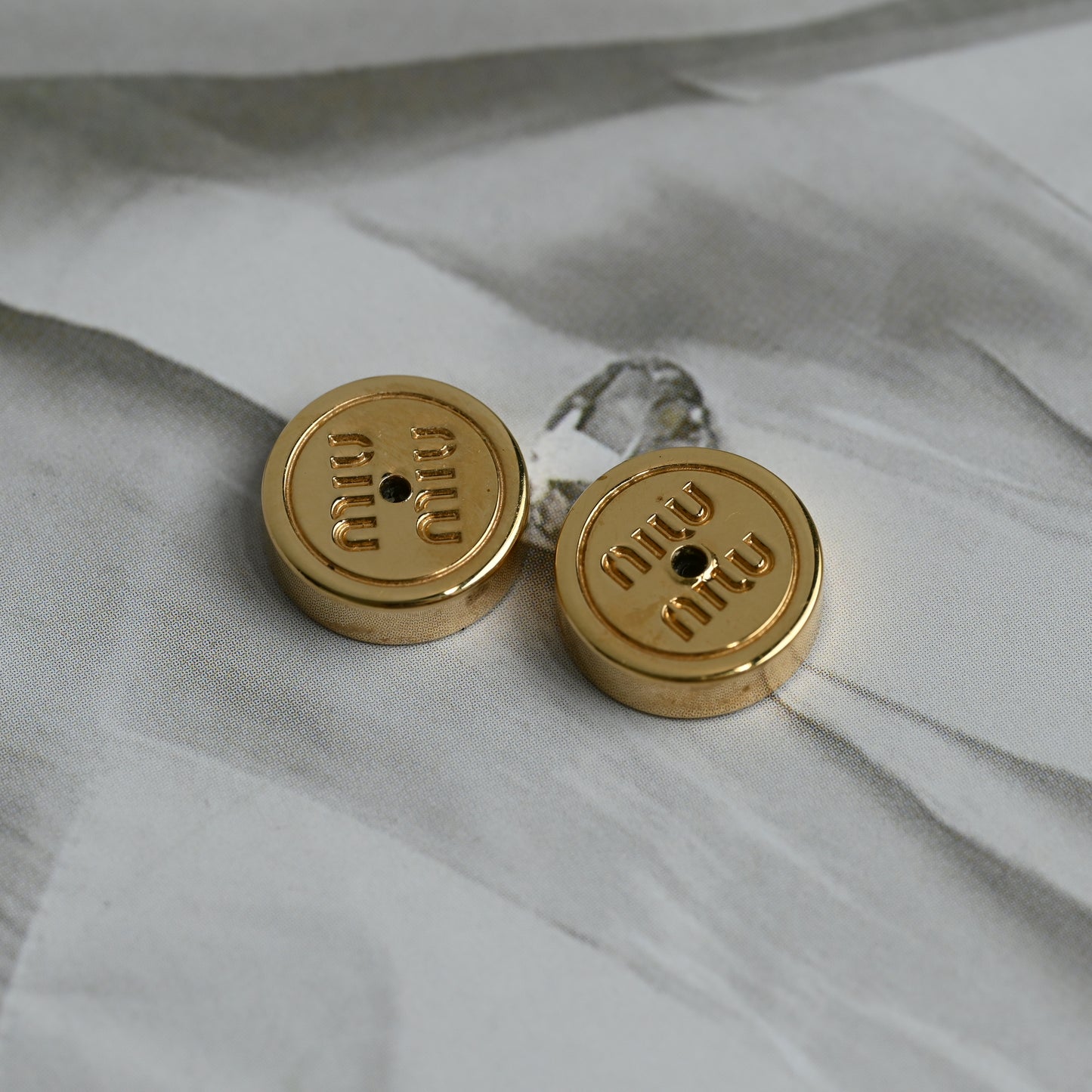 Miu Miu Logo Drop Stud Earrings