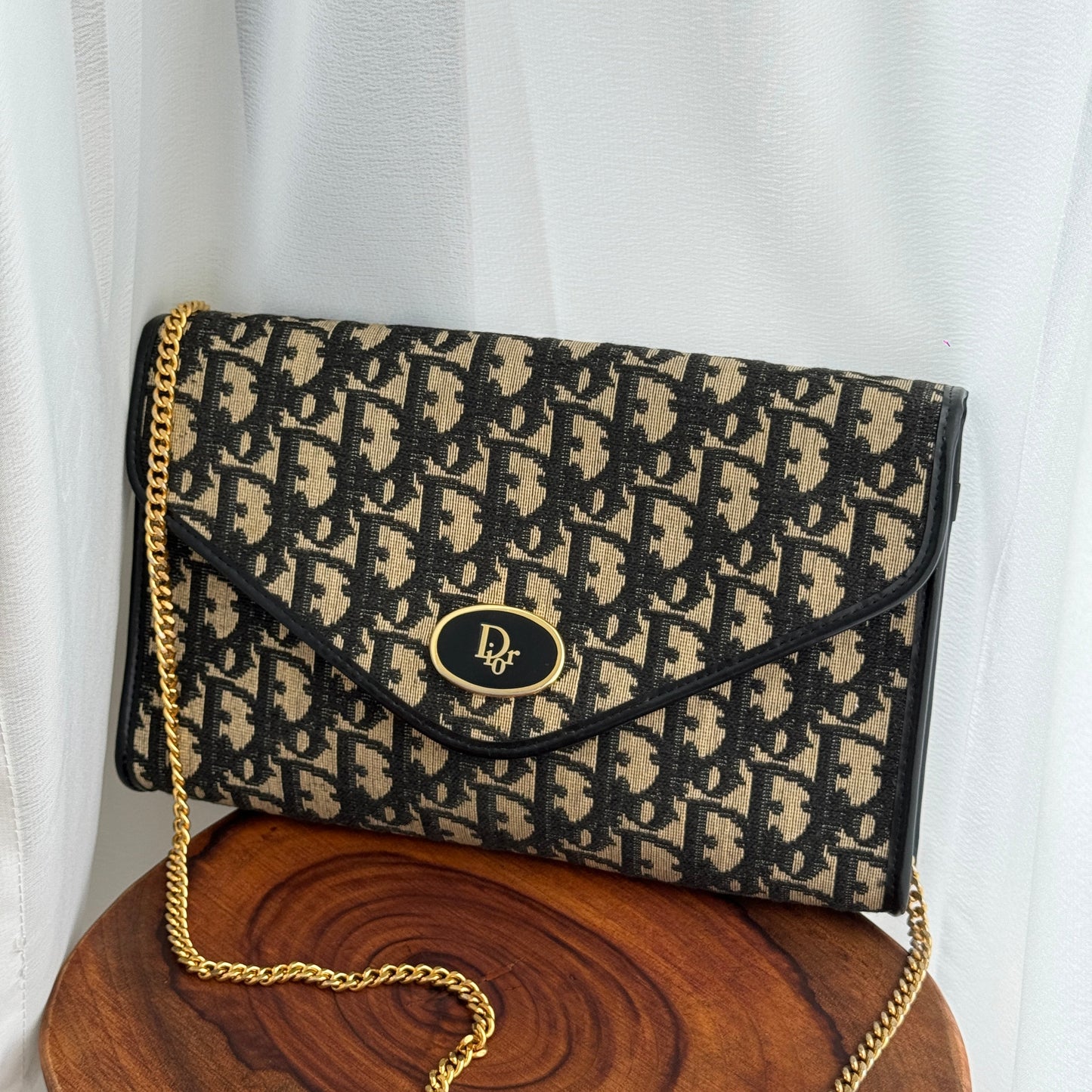 Dior Vintage Monogram Chain Shoulder Bag - Leluxe Vintage Sdn. Bhd.
