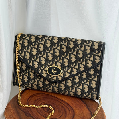 Dior Vintage Monogram Chain Shoulder Bag - Leluxe Vintage Sdn. Bhd.