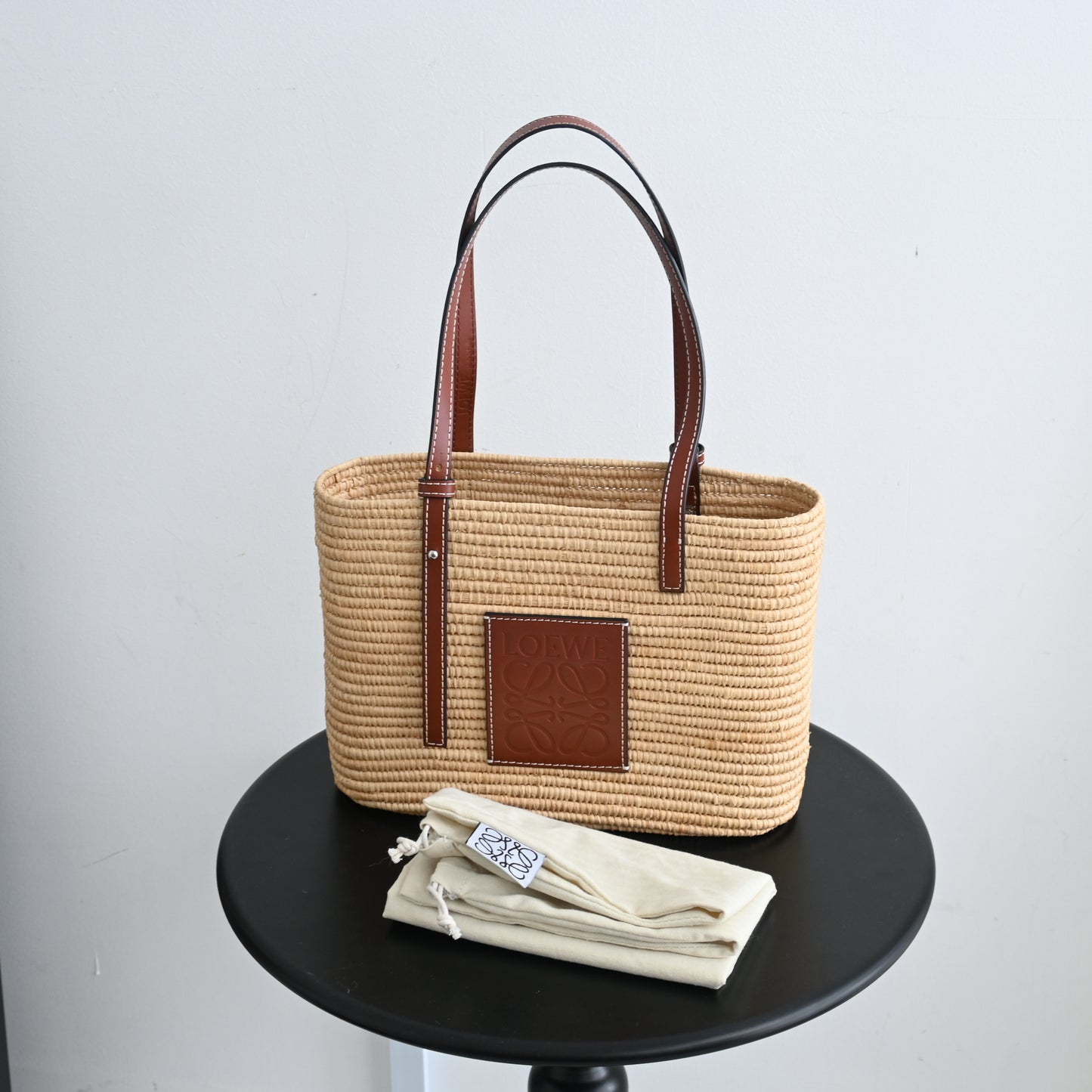 Loewe Anagram Small Square Basket Bag in Raffia