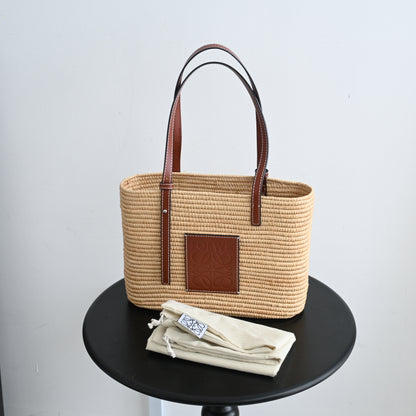 Loewe Anagram Small Square Basket Bag in Raffia