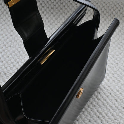 Vintage YSL Black Calf Leather Shoulder Bag