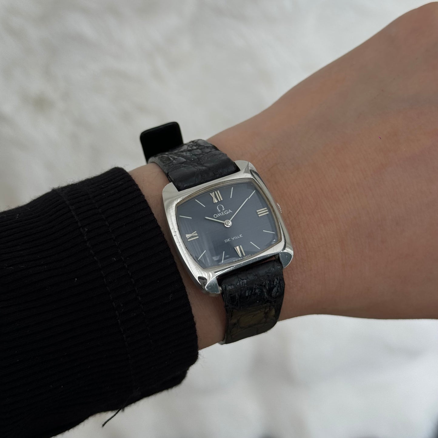 Omega Navy Dial with Silver Case