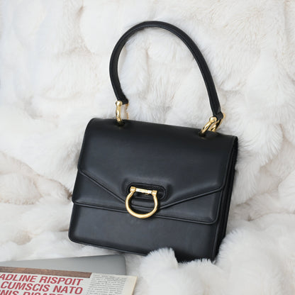 Celine Double Flap Black Kelly