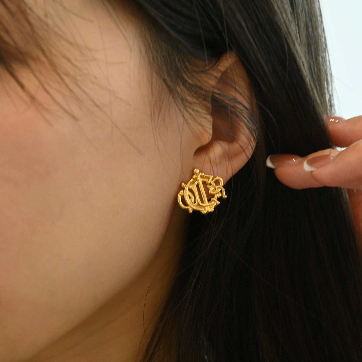 Christian Dior Vintage Pumpkin Anagram Earclips