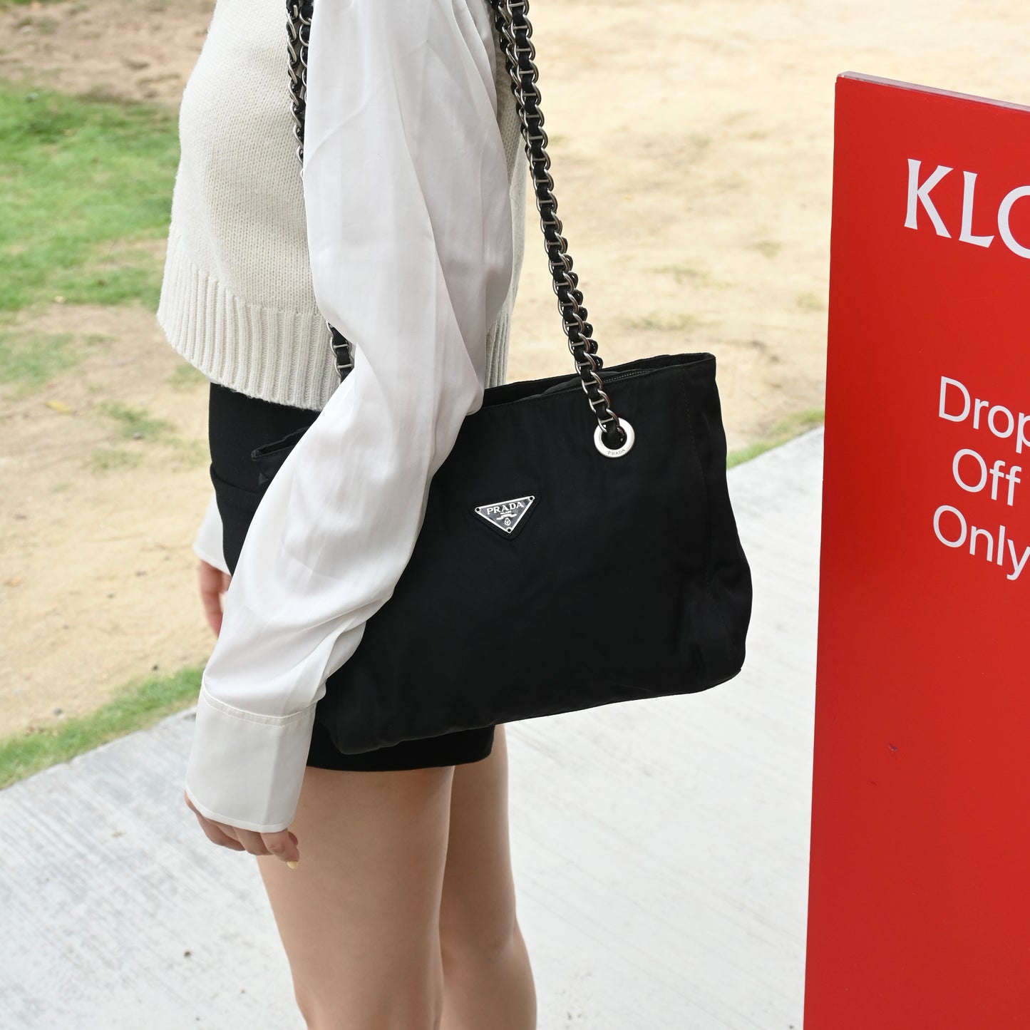 Prada Nylon Chain Shoulder Bag