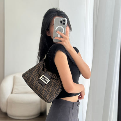 Fendi Zucca Shoulder Bag Double Flap