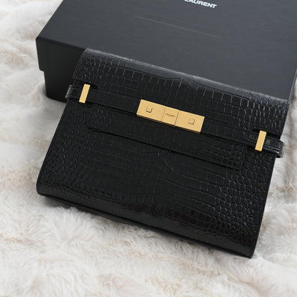YSL Manhattan Small with Croc Embossed