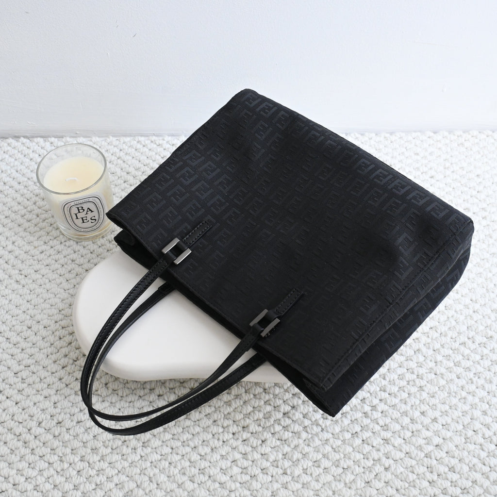 Fendi Zucchino Black Canvas Tote - Leluxe Vintage Sdn. Bhd.