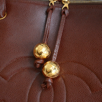 Chanel Timeless Caviar Brown Tote with Gold Ball