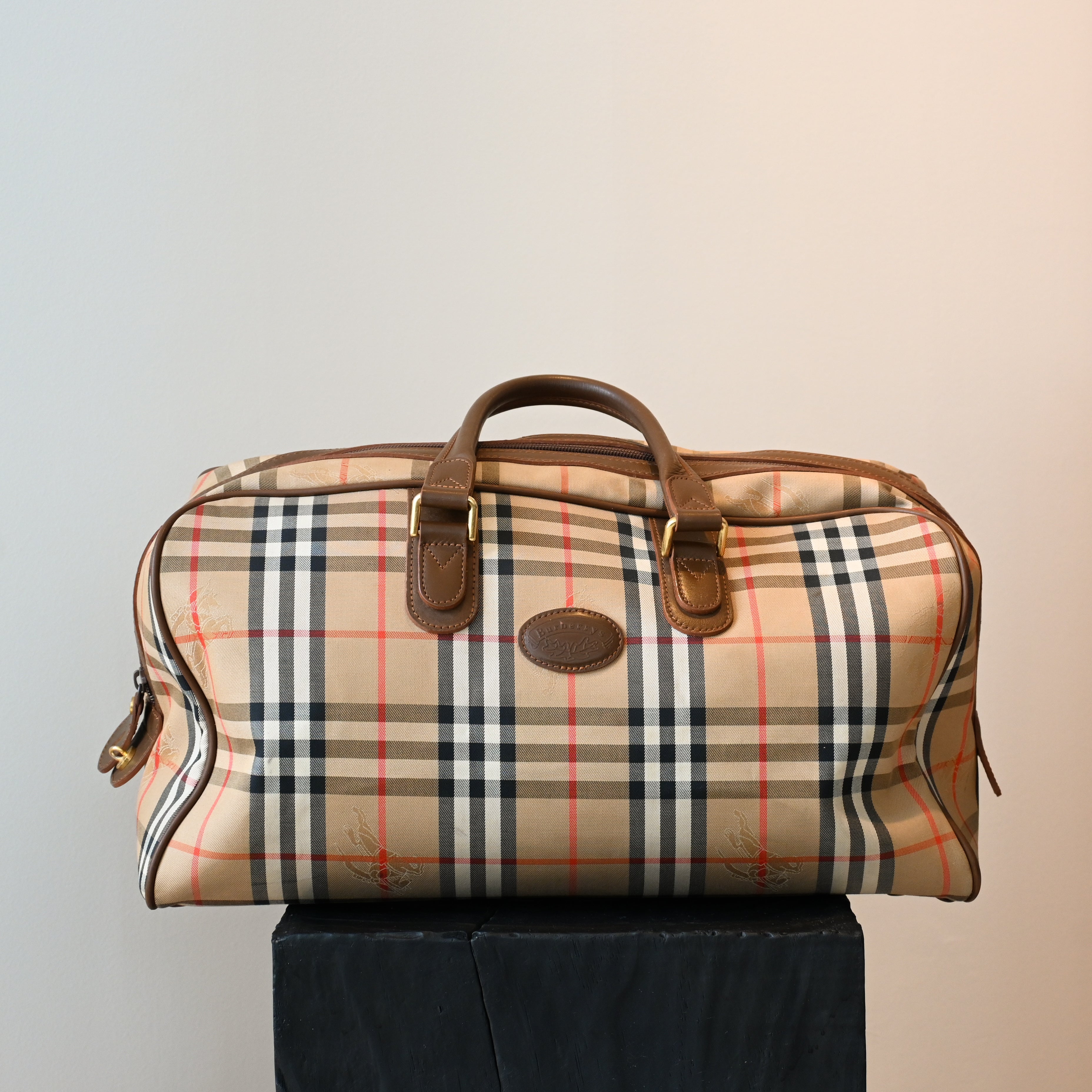 Burberrys Vintage CheckBoston Travel Bag Vintage Burberry Boston