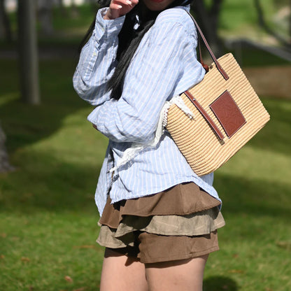 Loewe Anagram Small Square Basket Bag in Raffia