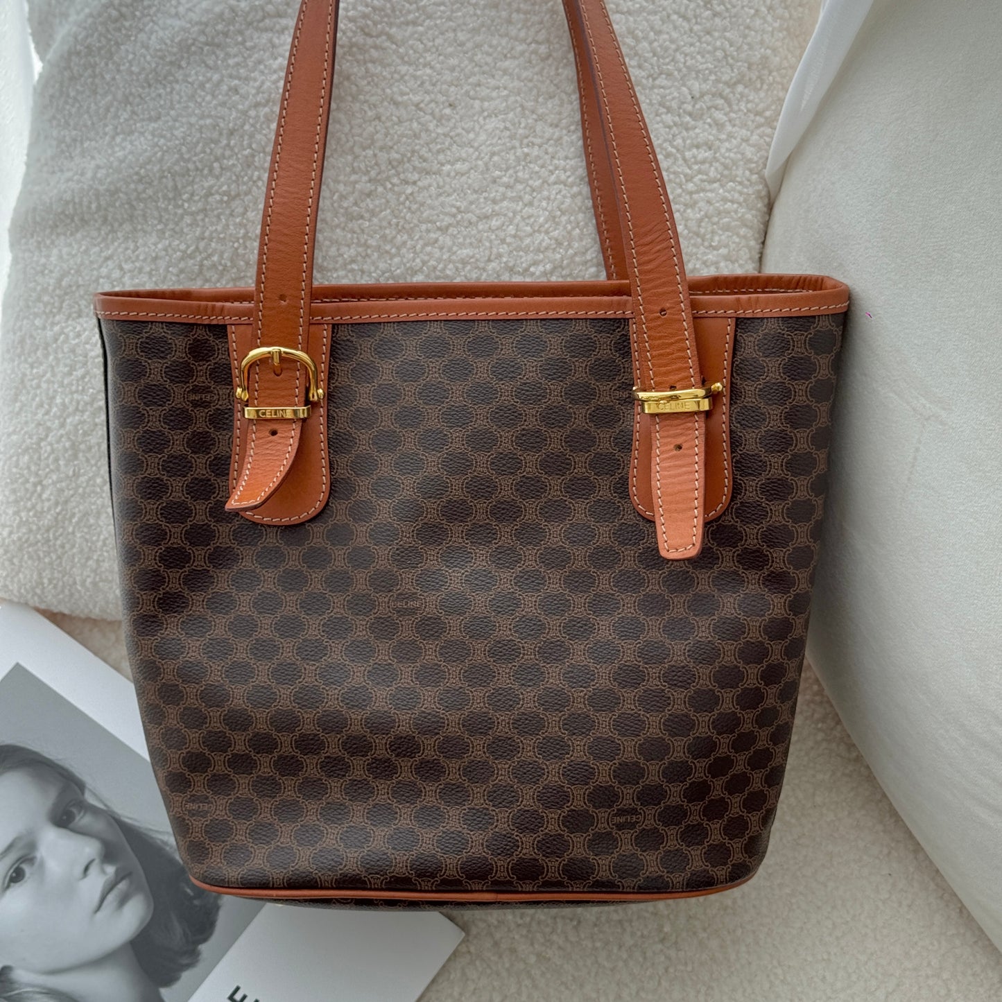 Celine Brown Macadam Triomphe Tote