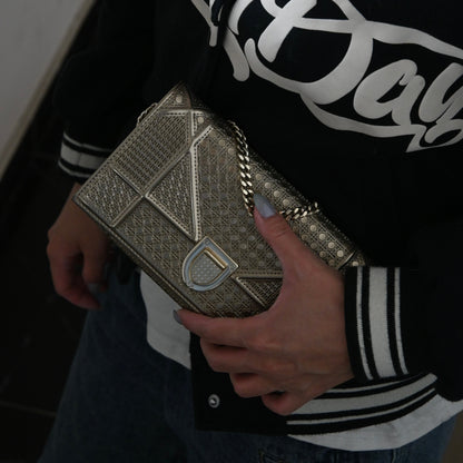 Christian Dior Diorama Metallic Patent Wallet On Chain