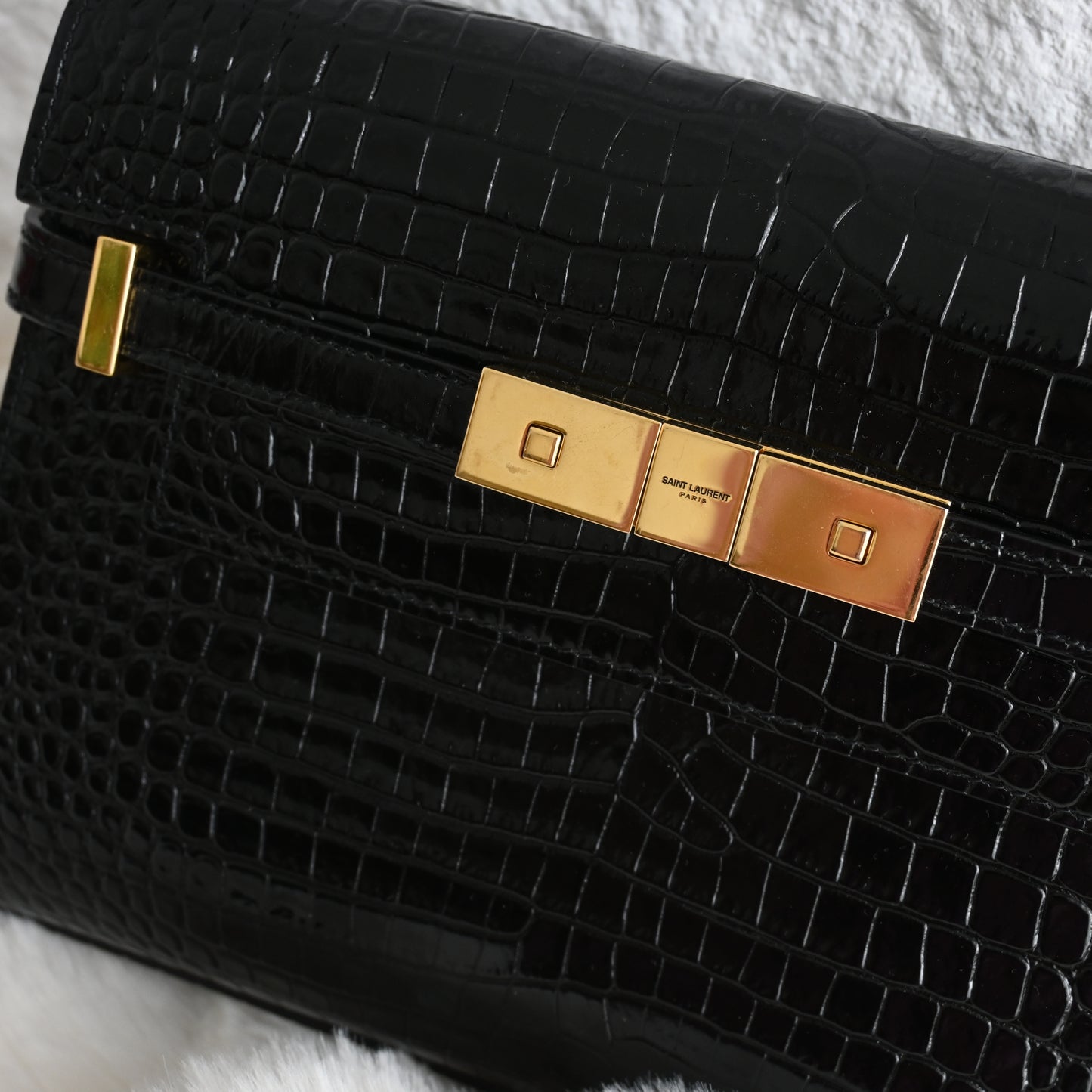 YSL Manhattan Small with Croc Embossed