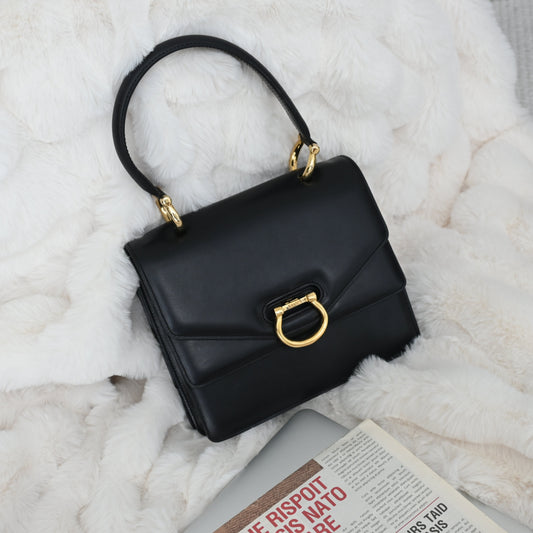 Celine Double Flap Black Kelly