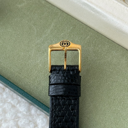 Gucci 2000l Gold Plated Black Dial Watch