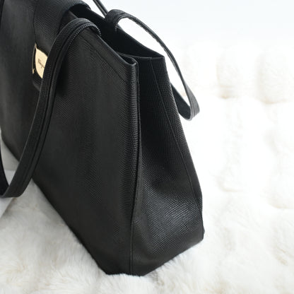 Salvatore Ferragamo Embossed Lizard Vara Tote